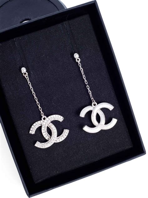 chanel logo swarovski earrings|chanel clip on earrings.